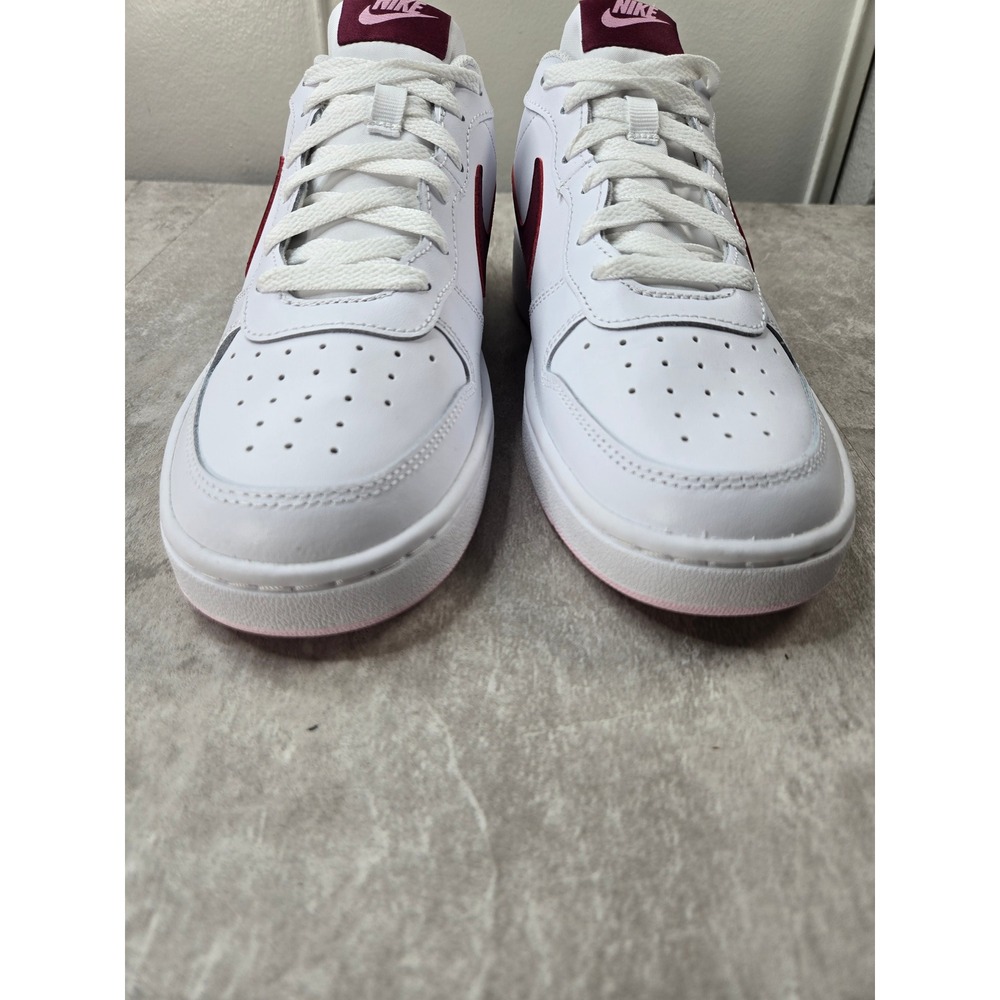 Nike Court Borough 8.5 White Burgundy Pink Leather Sneakers Retro Y2K Streetwear - Picture 3 of 11